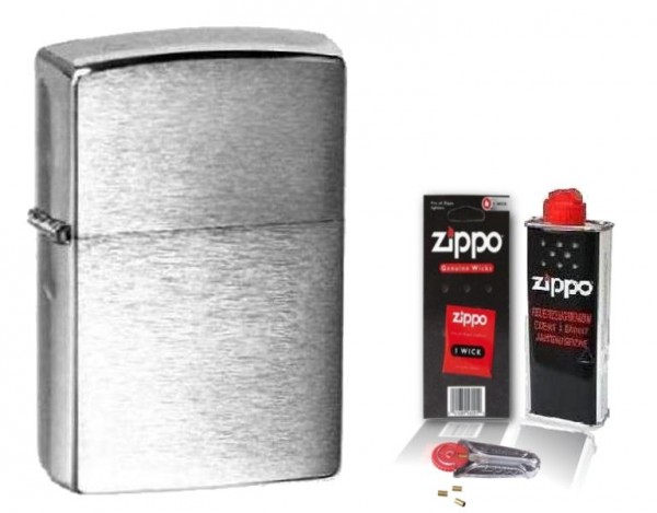 Zippo Feuerzeug Chrome brushed mit Zubehör L
